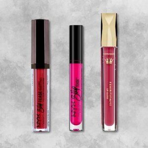 NYX Slip Tease And Cover Girl Lip Gloss Bundle Limited Edition Bold Color OS NWT